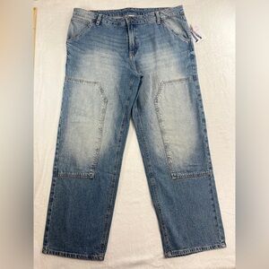 NEW Time&Tru Womens Size 18 Carpenter Jeans Straight Leg High-rise Medium Stone